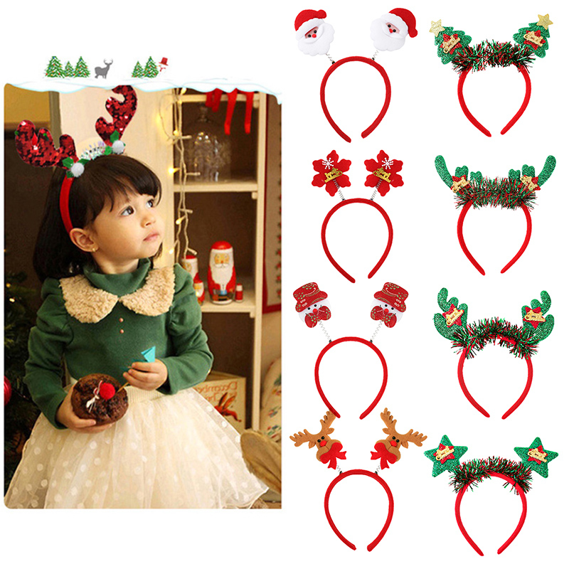 【Ready Stock】 Christmas Headbands Santa Tree Elk Antlers Headband Kids Adult Headwear Reindeer Ornaments Christmas Decorations 【Prettyhat】