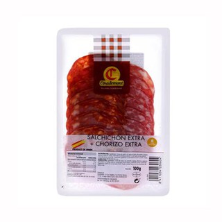 Salami cắt lát hỗn hợp Salchichon extra & Chorizo extra – túi 100g