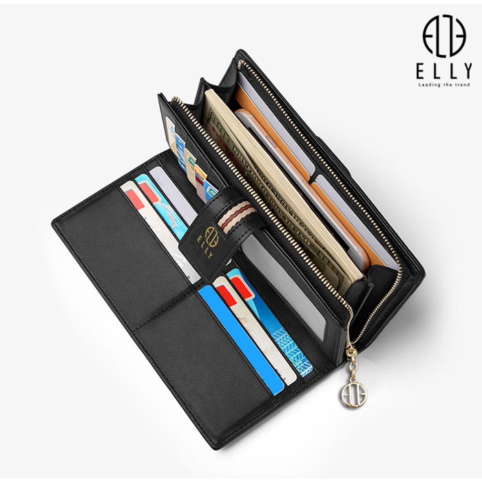 Ví nữ cầm tay thời trang cao cấp ELLY xanh , đen phong cách trẻ trung hiện đại bảo hành 3 tháng – EVH69