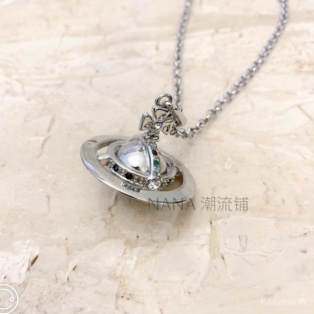Vivienne West wood Vòng cổ Mở Ba Chiều Kim Cương Bạc / Vàng Kim Cương Kỷ Niệm Mạng Ba Chiều Mới