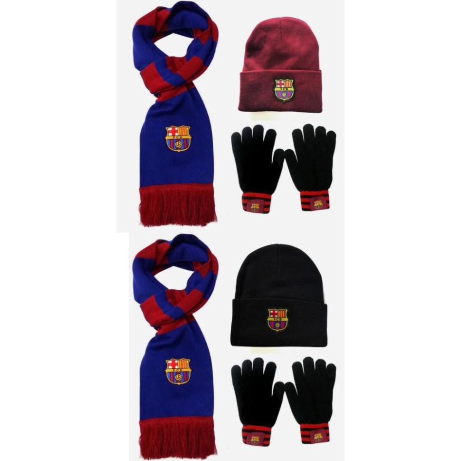 Combo khăn len, mũ len, găng tay len Barcelona