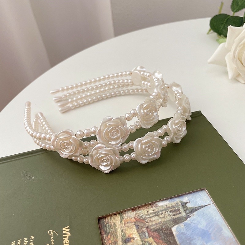 PVN45401 Băng đô, bờm hình hoa hồng đính đá phong cách Hàn Quốc xinh xắn