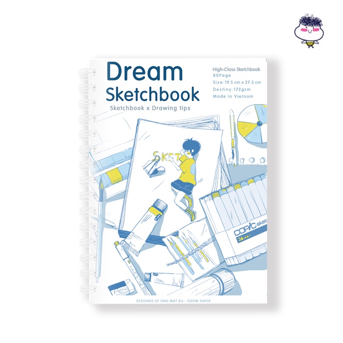 Sổ phác thảo A4 - SketchBook - Có ngăn đựng tranh - 172Gsm- Bìa bồi carton cứng