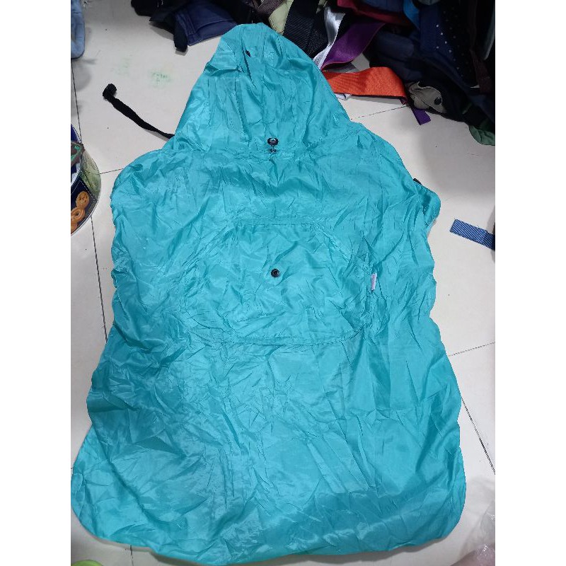 Choàng địu đi mưa poteau xanh cho bé ms12