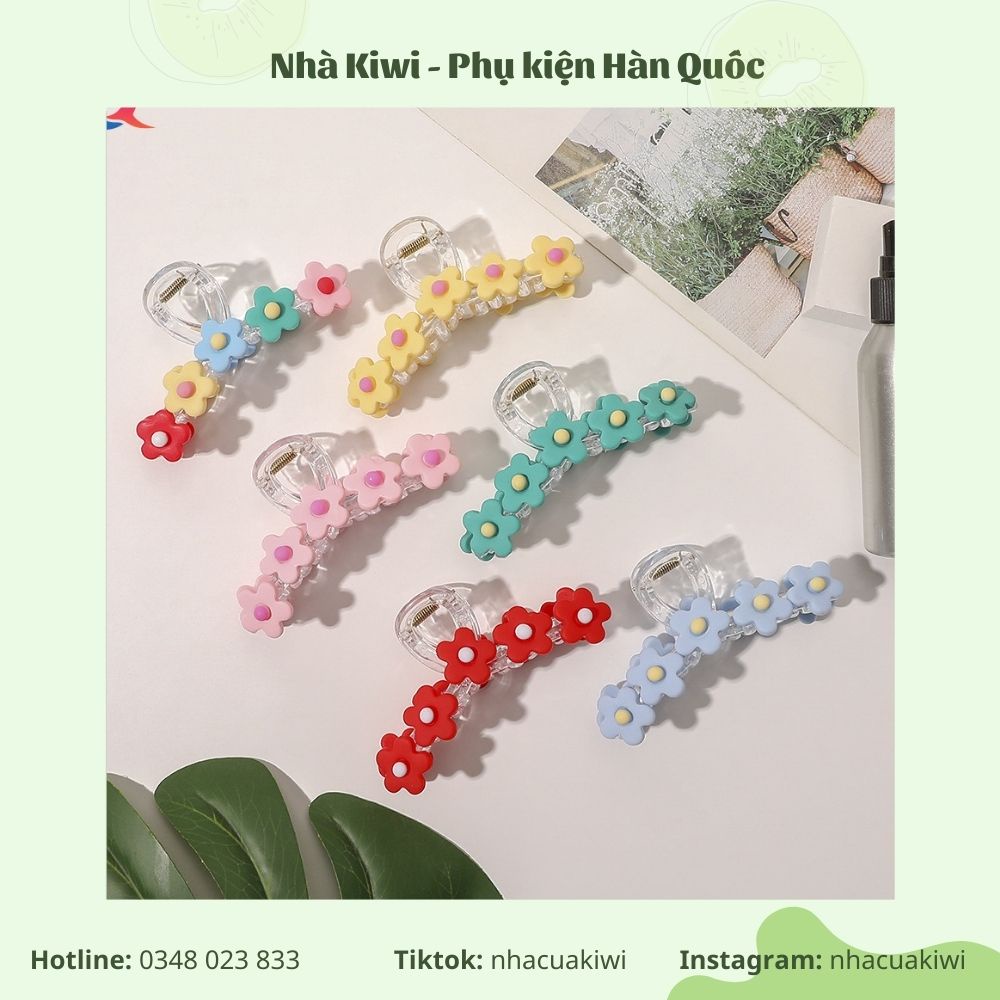 Kẹp càng cua đính hoa nhựa colorful phong cách ngọt ngào, tươi trẻ