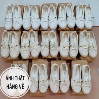Giày bata 2 màu trắng - be