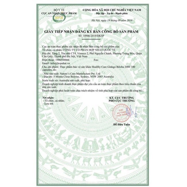 Viên uống bổ não Ginkgo Biloba Healthy Care 2000mg 100 Viên  (Viên Tuần Hoàn Não ÚC MẪU MỚI) | Thế Giới Skin Care