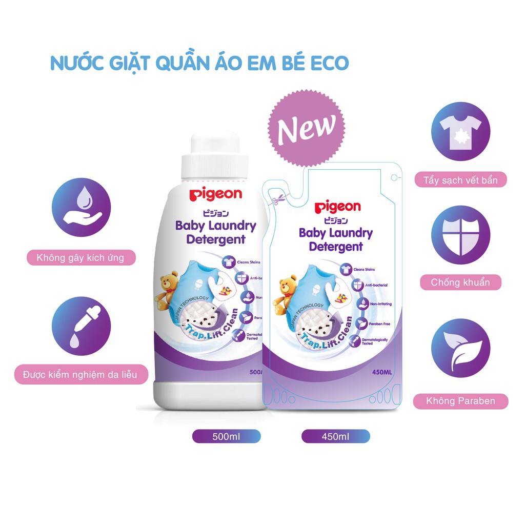 Nước giặt quần áo trẻ em Pigeon ECO Chai 500ml
