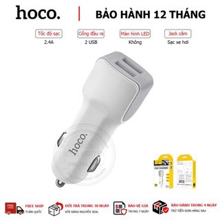 Tẩu sạc xe hơi HOCO Z23 (2 cổng USB 2.4A) sạc nhanh 12W hàng chính hãng bảo hành 12 tháng 1 đổi 1