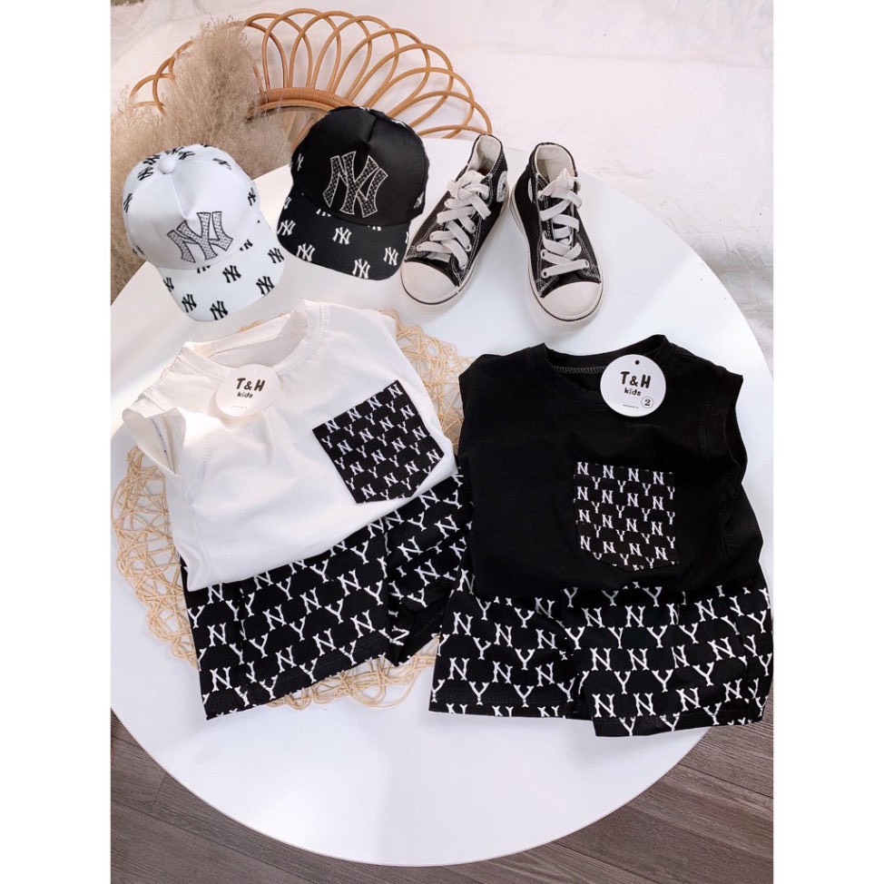 Bộ cộc tay bé trai in chữ N Y chất cotton cao cấp mềm mịn mát cho bé từ 6 - 24kg Moobaby Shop