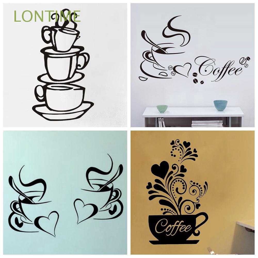 Sticker dán tường họa tiết hình tách cà phê kiểu lonzo dùng trong trang trí phòng , quán cà phê
