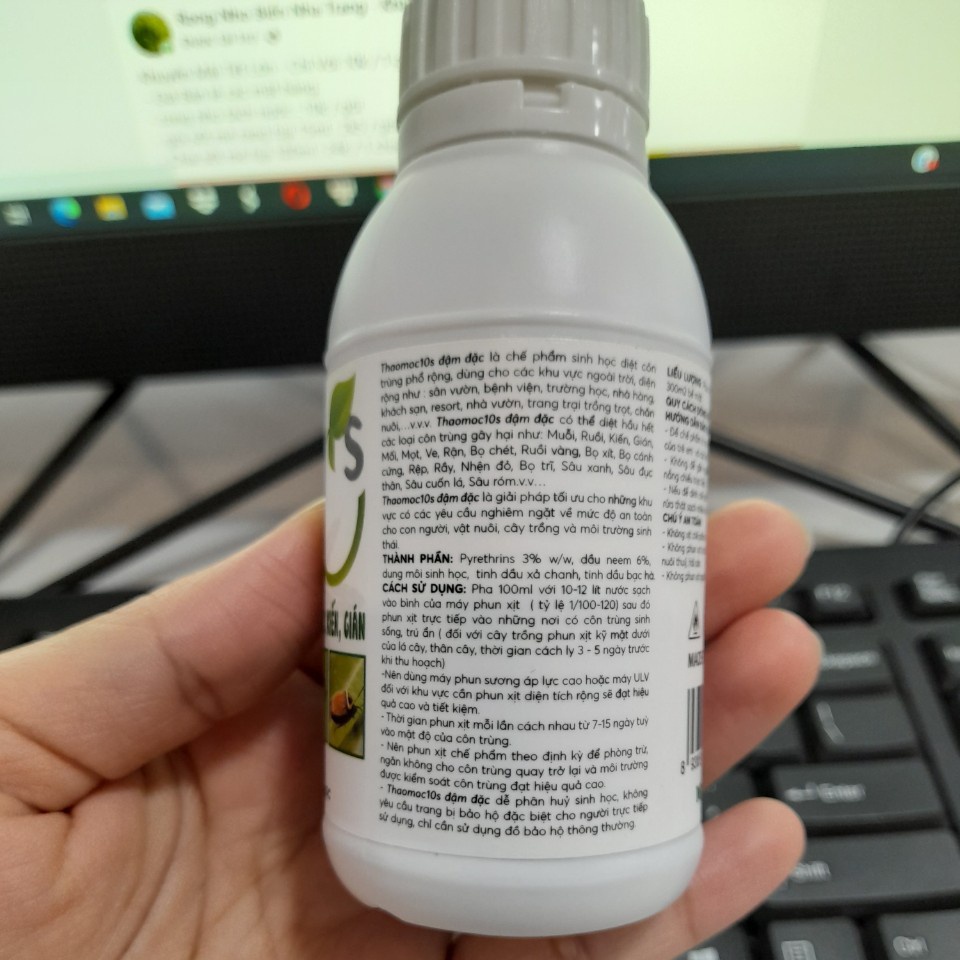 Thảo Mộc 10S Đậm Đặc diệt &amp; xua đuổi côn trùng sinh học ruồi, muỗi, kiến, gián, mối, rệp, rận, mạt,..100ml pha 10L nước
