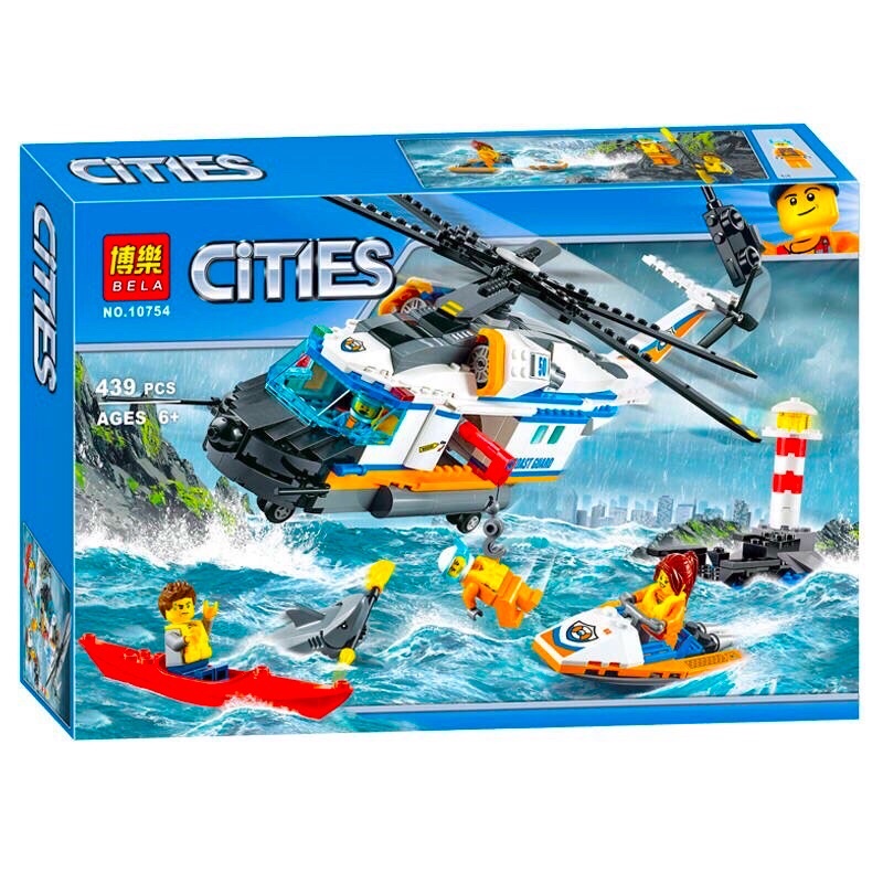 lego City - Bela 10754 Máy Bay Trực Thăng và Ca Nô Cứu Hộ Trên Biển 439 chi tiết