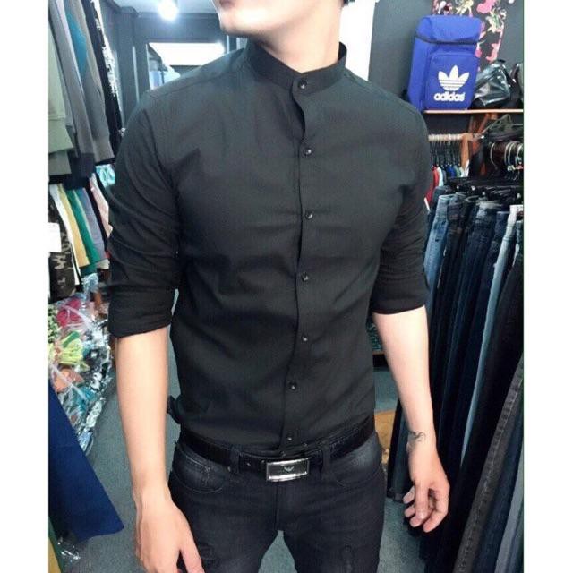 Sơ mi nam Cổ Tàu Lụa Thái loại tốt không nhăn, Sơ mi nam Ngắn tay trơn giá rẻ | BigBuy360 - bigbuy360.vn