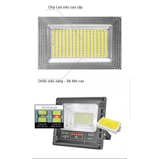 Đèn pha năng lượng mặt trời 60w chip led Cao Cấp