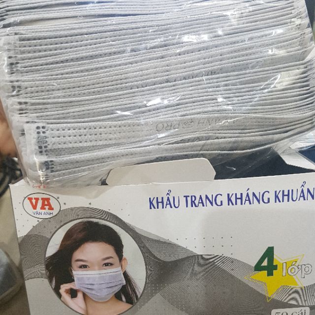 &lt;XẢ KHO&gt; KHẨU TRANG Y TẾ KHÁNG KHUẨN 4 LỚP - HỘP 50C