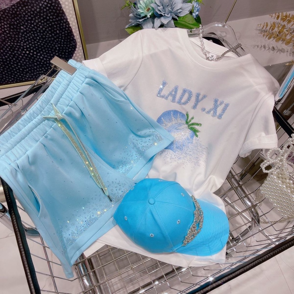 Áo Thun Cotton Nguyên Chất In Họa Tiết Dâu Tây Đính Đá