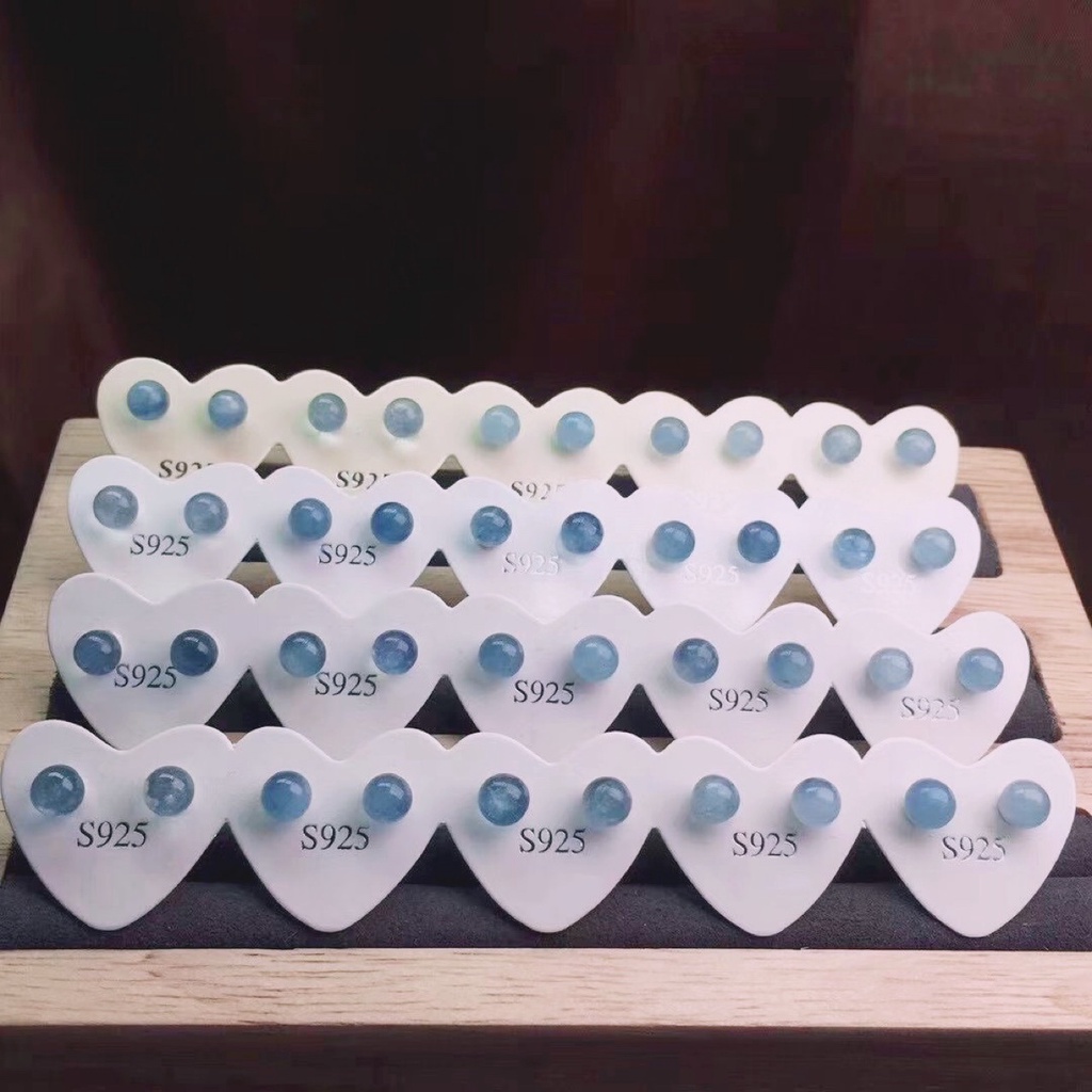 Aquamarine Bông Tai Pha Lê Đính Nơ Màu Xanh Biển Nhỏ Xinh Cho Nữ