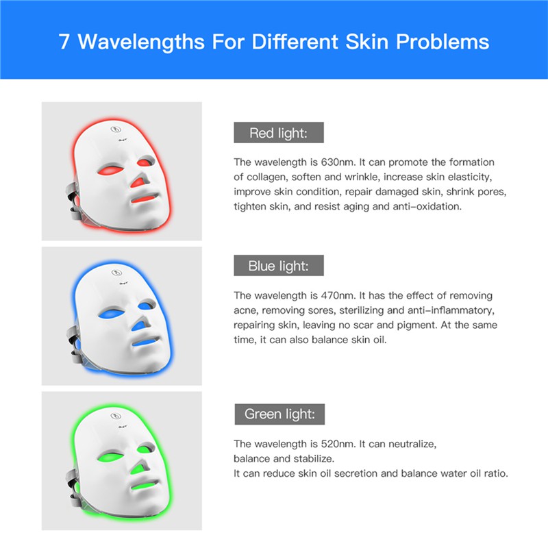 Mặt nạ CkeyiN thiết kế 7 đèn led photon trẻ hóa da mặt có thể sạc