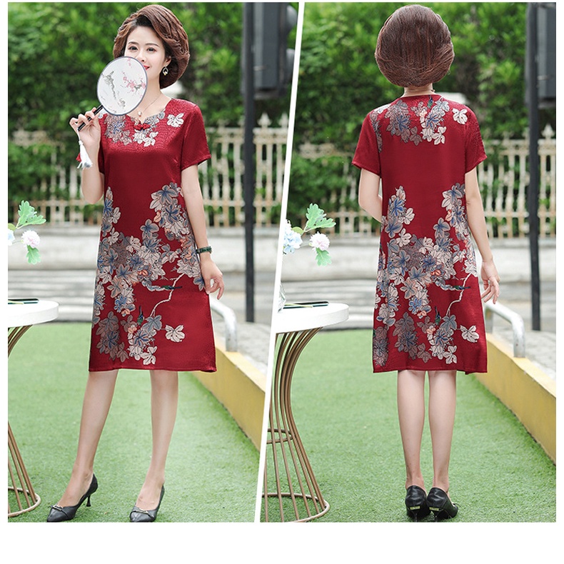 Đầm suông trung niên đẹp dáng suông giấu bụng đi tiệc dạo phố sang trọng váy đầm trung niên họa tiết, Đầm Suông Tuổi Tru