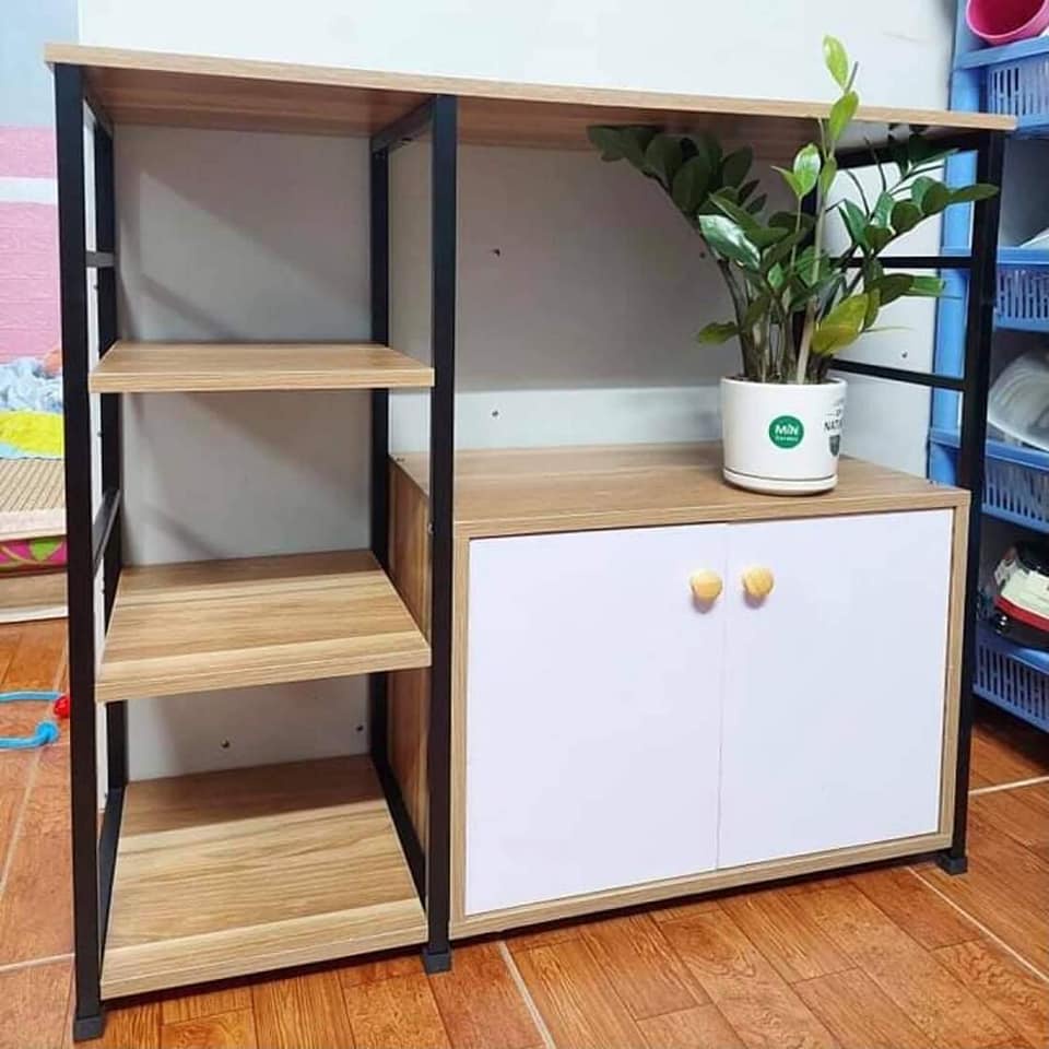 [FREE SHIP] KLVS 02 - Kệ Lò Vi Sóng, Kệ Để Bếp Đa Năng ( 80x70x30) Có Ngăn Tủ - AZON TIME