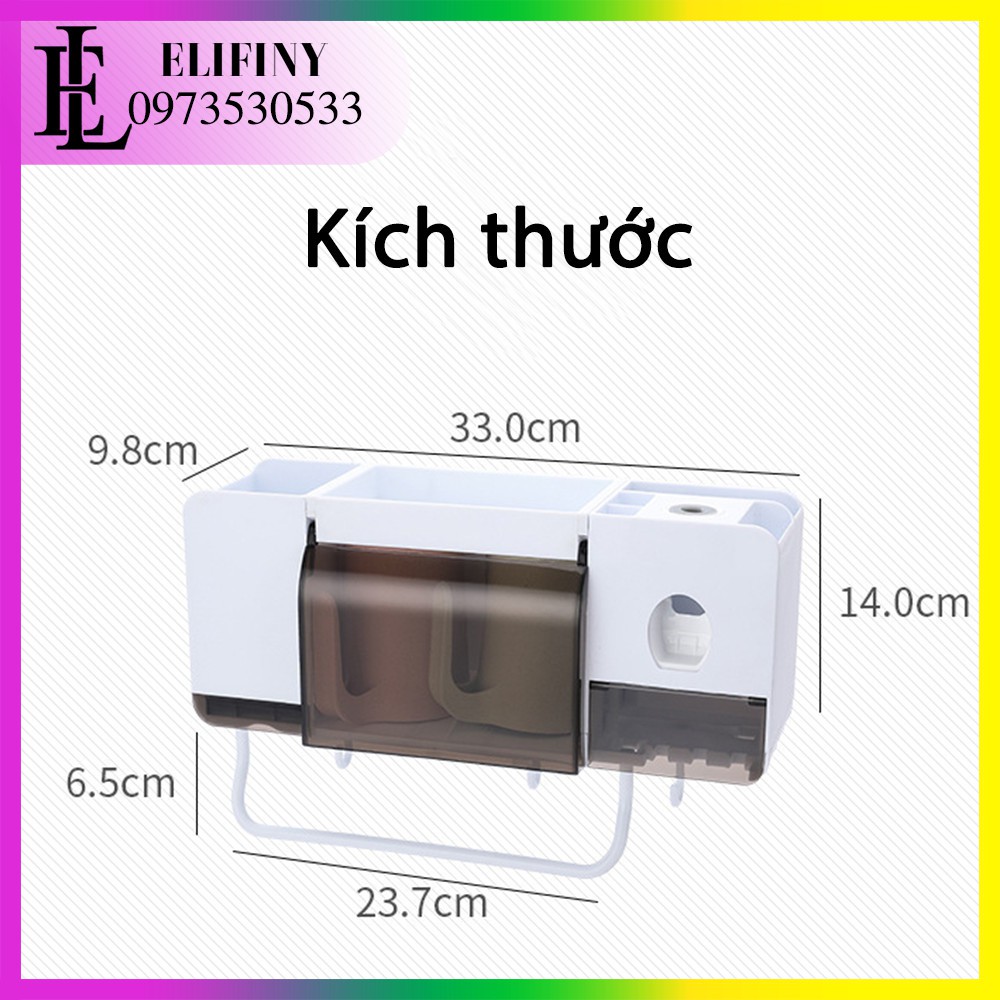 Bộ Dụng Cụ Nhà Tắm Thông Minh Kèm 3 Cốc Hút Từ Tính Hiện Đại Và Sang Trọng