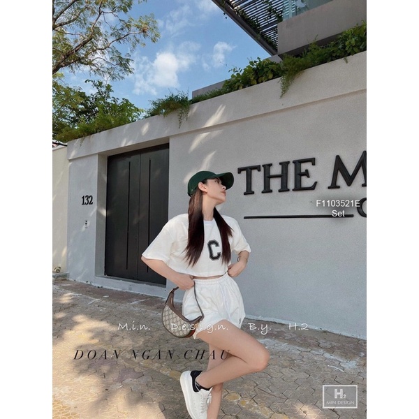 Set áo thun chữ C croptop quần short!