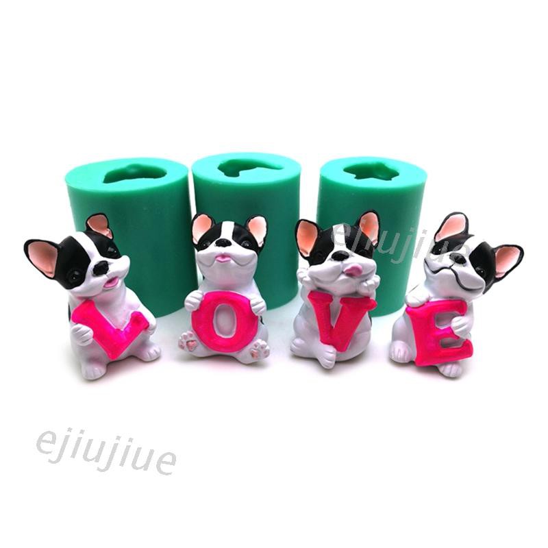 Bộ 4 Khuôn Silicone Tạo Hình Chú Chó 3d Làm Xà Phòng / Bánh / Chocolate Diy