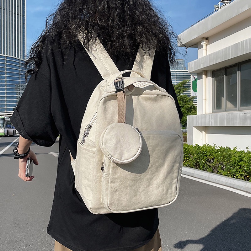 HANA BACKPACK Balo basic đơn giản đi học + túi mini khoá kéo