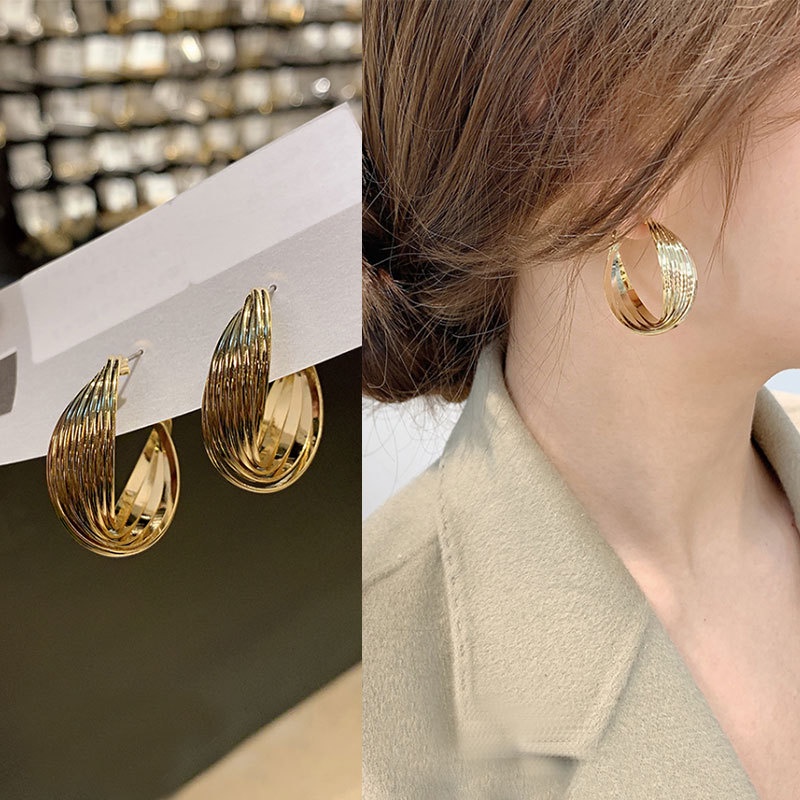 Bông Tai Mạ Bạc 925 Hình Tròn Thời Trang Cá Tính