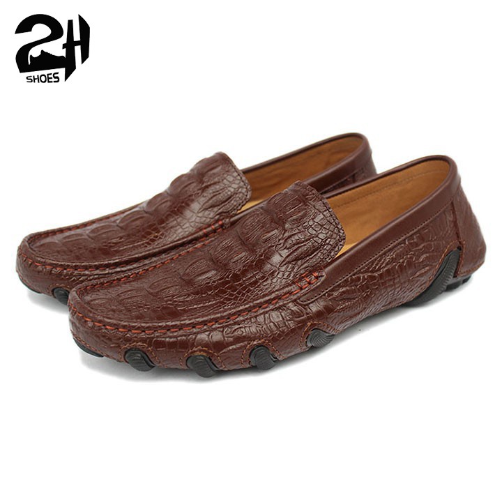 giày mọi lười nam da bò nguyên tấm đế cao su bạch tuộc phong cách, chống hôi chân, êm chân SHOES 2H size 38 – 43, 2H-71