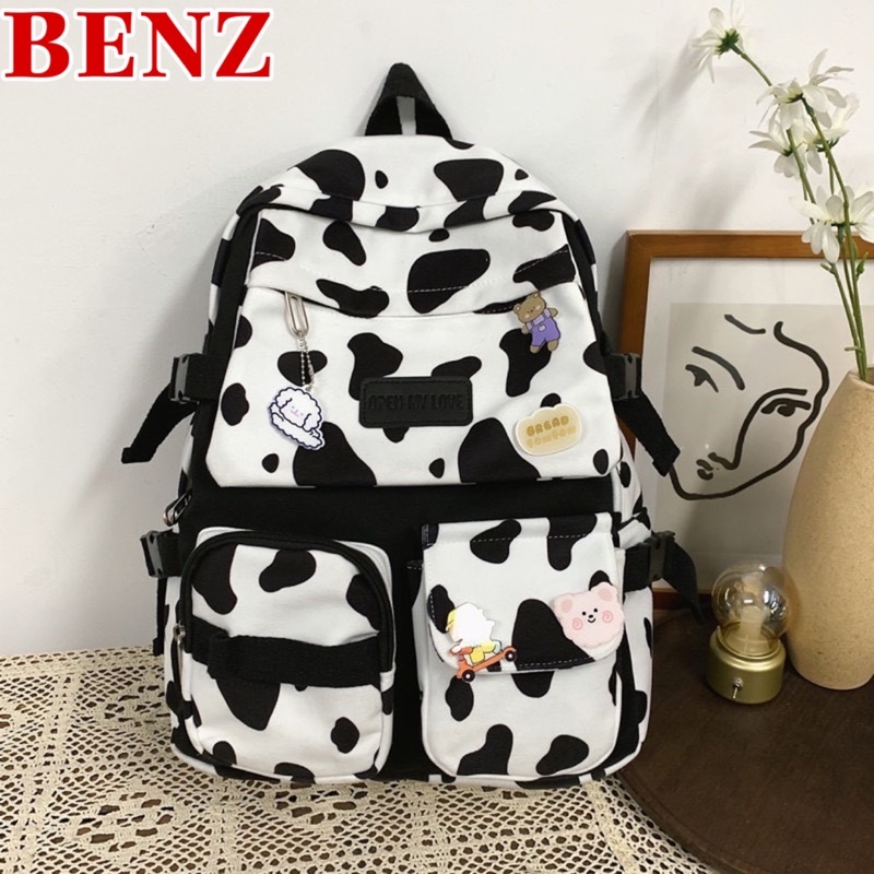 Balo bò sữa đi học cặp học sinh unisex có ngăn đựng laptop phong cách Ulzzang Hàn Quốc BZ 90