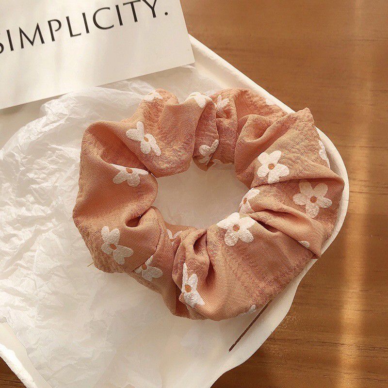 Dây buộc tóc scrunchies hoa nhí hoạ tiết xinh xắn