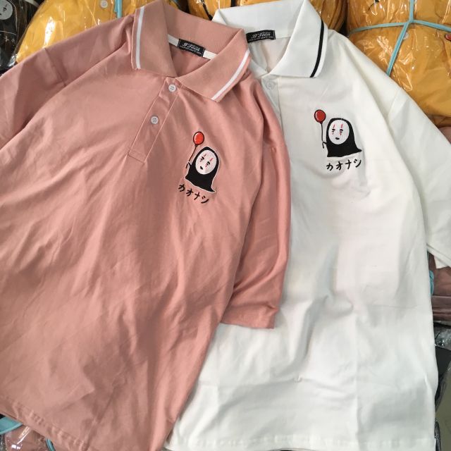 Áo Polo [Hình thật 100%] Unisex thêu Vô Diện cute👻👻👻