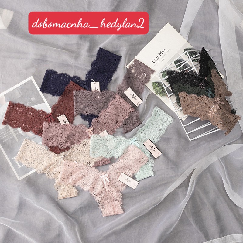 Quần lót nữ lọt khe chữ T Sexy – Quần chip ren gắn nơ xinh cao cấp  QL8002