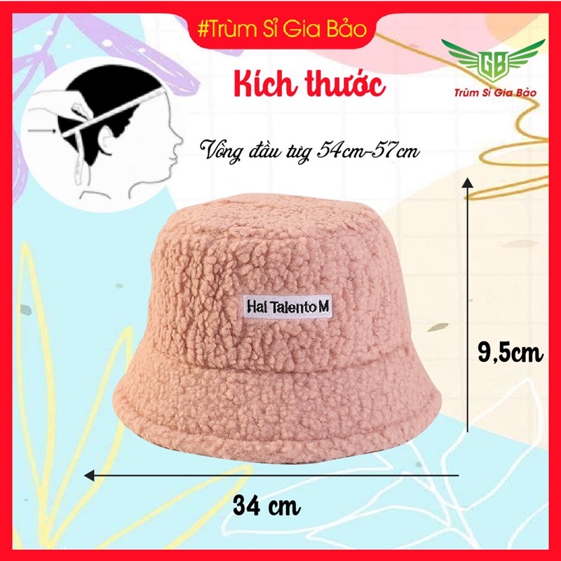 Mũ bucket lông cừu thời trang cho nữ phong cách Hàn Quốc , nón tròn giữ ấm mùa đông dày đẹp nhiều màu