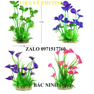 Cây giả trang trí bể cá nhiều màu 20cm