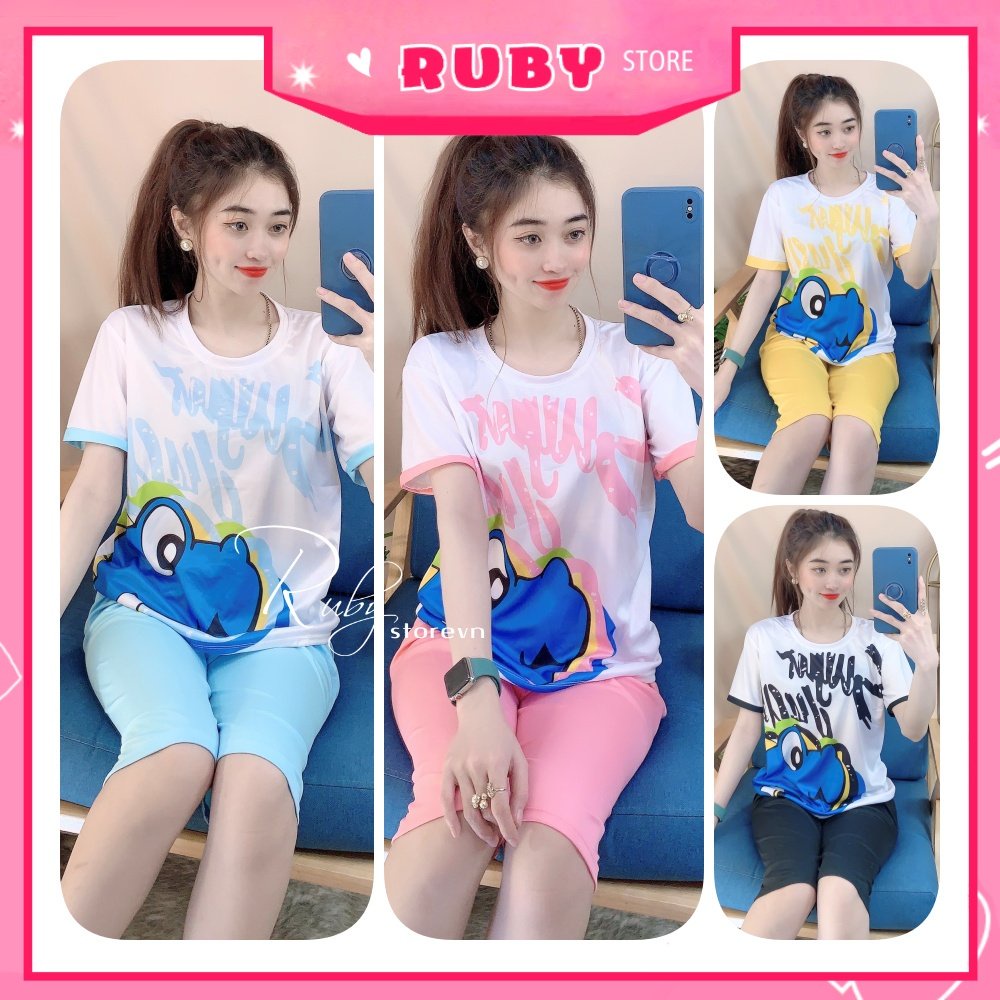 Đồ bộ nữ mặc nhà chất thun mềm mịn in hình hoạt hình dễ thương Đồ bộ thun lửng BTT58