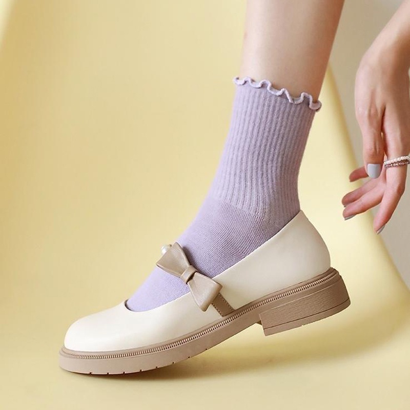 Giày Cao Gót Đính Ngọc Trai Phong Cách lolita Xinh Xắn Cho Nữ