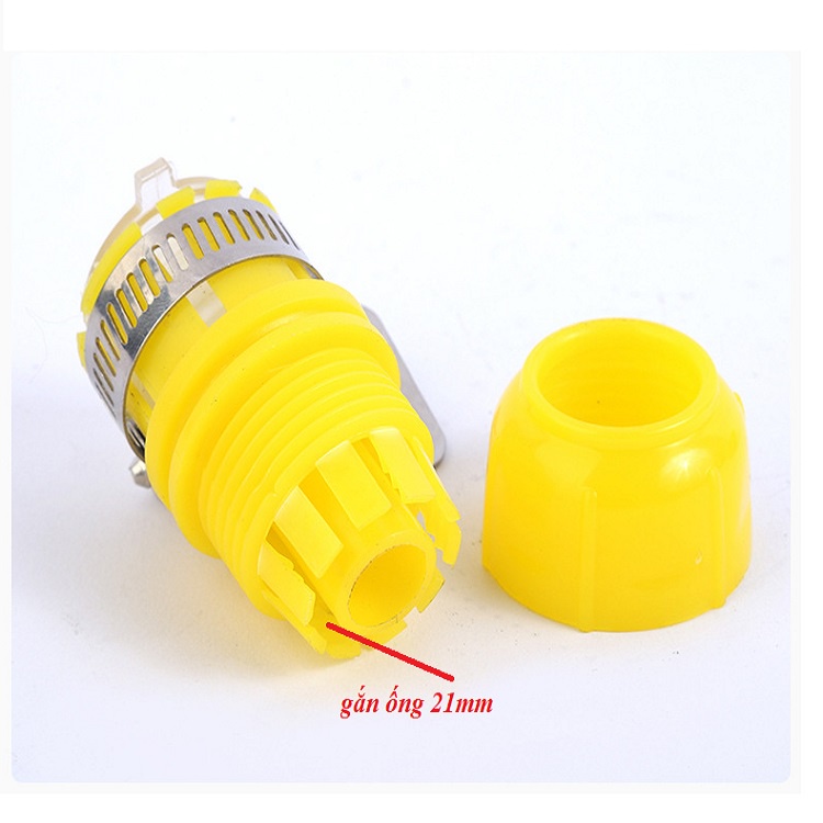 ĐẦU NỐI TẠI VÒI NƯỚC PHI 16mm VÀ 21mm kết nối với ỐNG 21mm  nhựa tốt có khóa cổ dê– 858