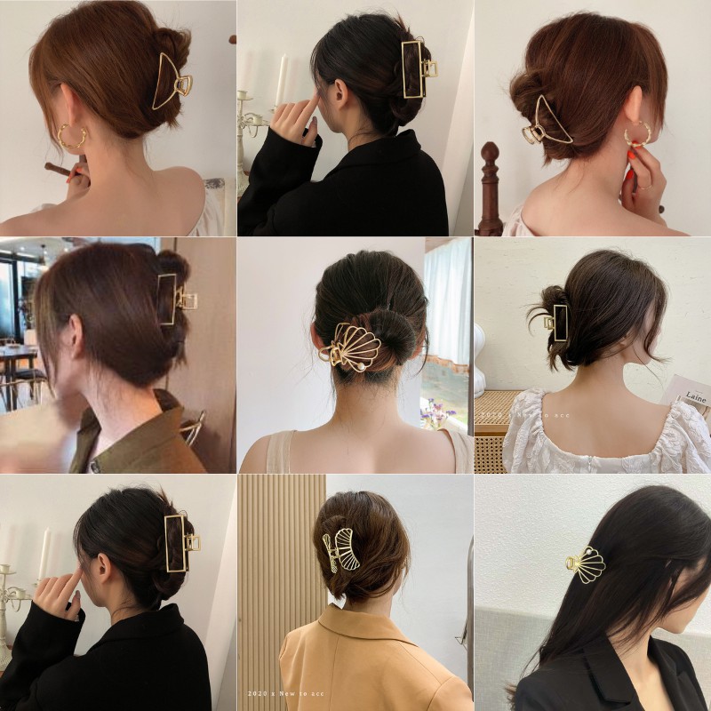 Kẹp tóc càng cua màu vàng kim thiết kế đơn giản