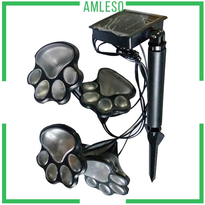 Bộ 4 Đèn Led Năng Lượng Mặt Trời In Hình Dấu Chân Cún Độc Đáo Trang Trí Sân Vườn