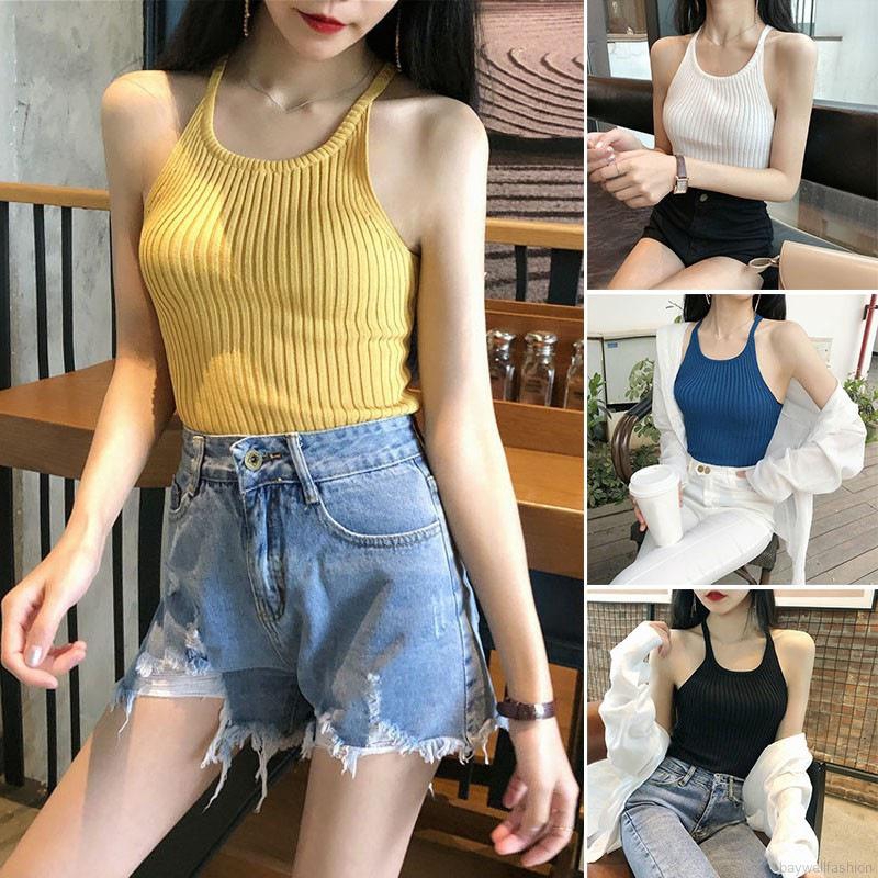 Áo Dệt Kim Không Tay Dáng Ôm Gợi Cảm Cho Nữ