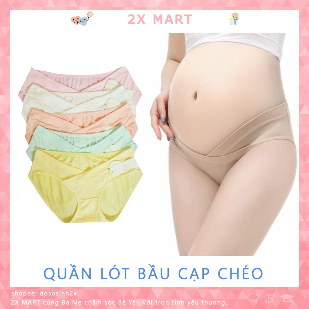 Quần lót bầu cạp chéo co giãn siêu mềm cho mẹ Spring. Đồ lót lưng cao mặc bầu và sau sinh hỗ trợ nâng bụng bầu 2X MART