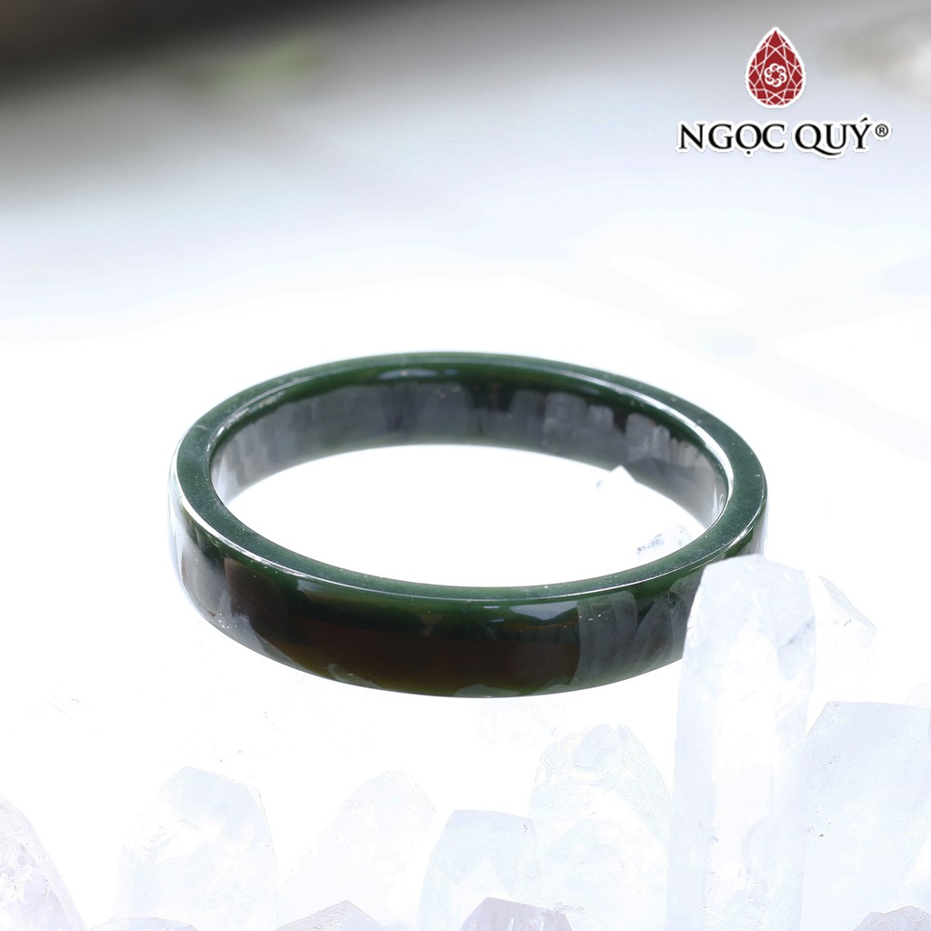 Vòng tay ngọc bích liền khối bản vuông nephrite - Ngọc Quý