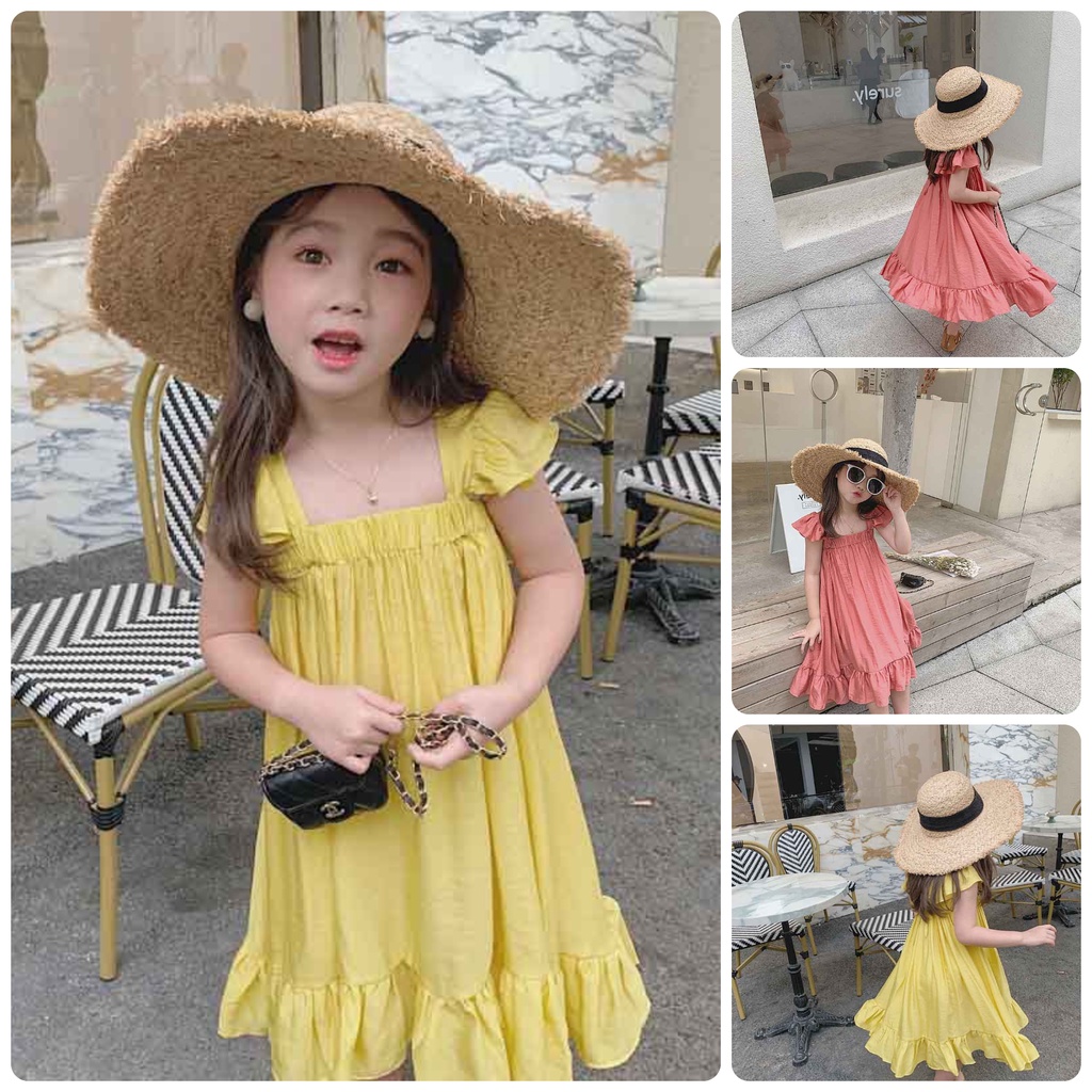 VT5 Size90-130 (9-25kg) Váy đầm bé gái (vải rũ mát dày dặn) Thời trang trẻ Em hàng quảng châu