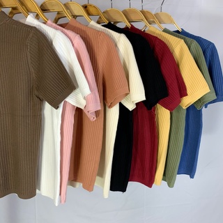 Áo len cộc tay trơn basic - bảng màu pastel