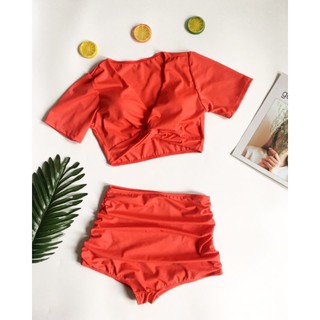 Bikini tay co  xoắn nhún( nhiều màu)