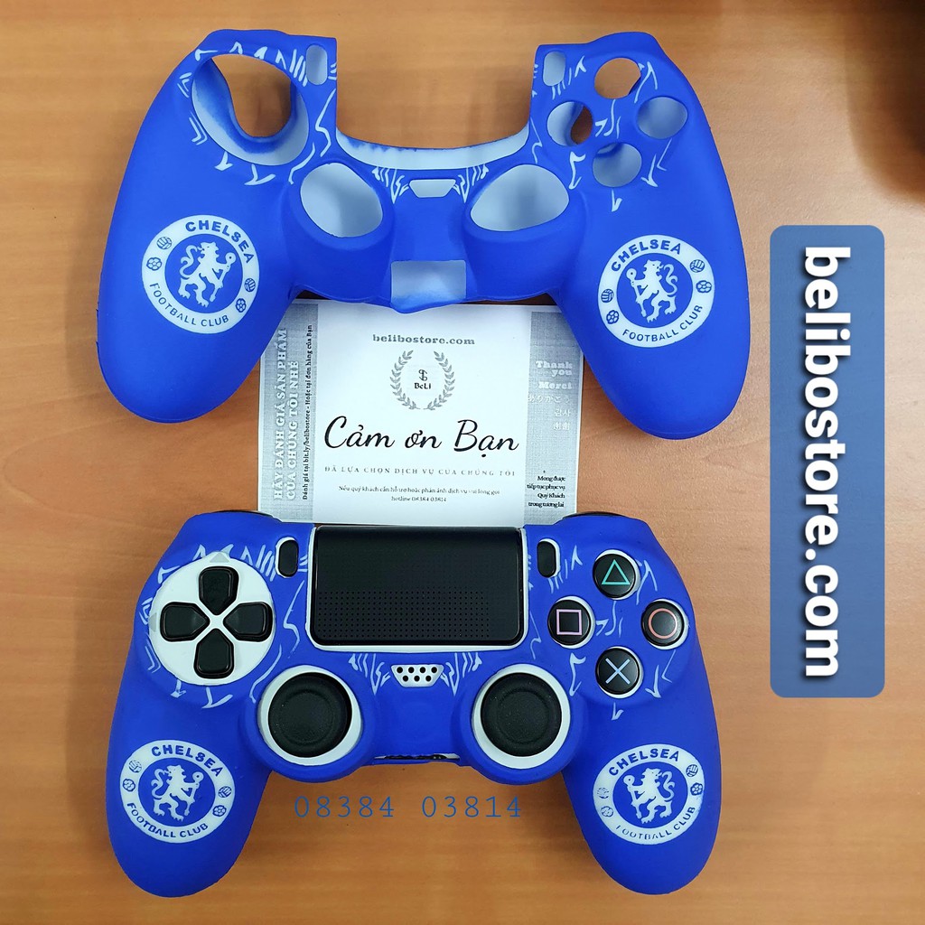 Bọc cao su hình đội bóng Chelsea | Vỏ silicon mềm bảo vệ tay cầm chơi game PS4 Dualshock 4 tại belibostore