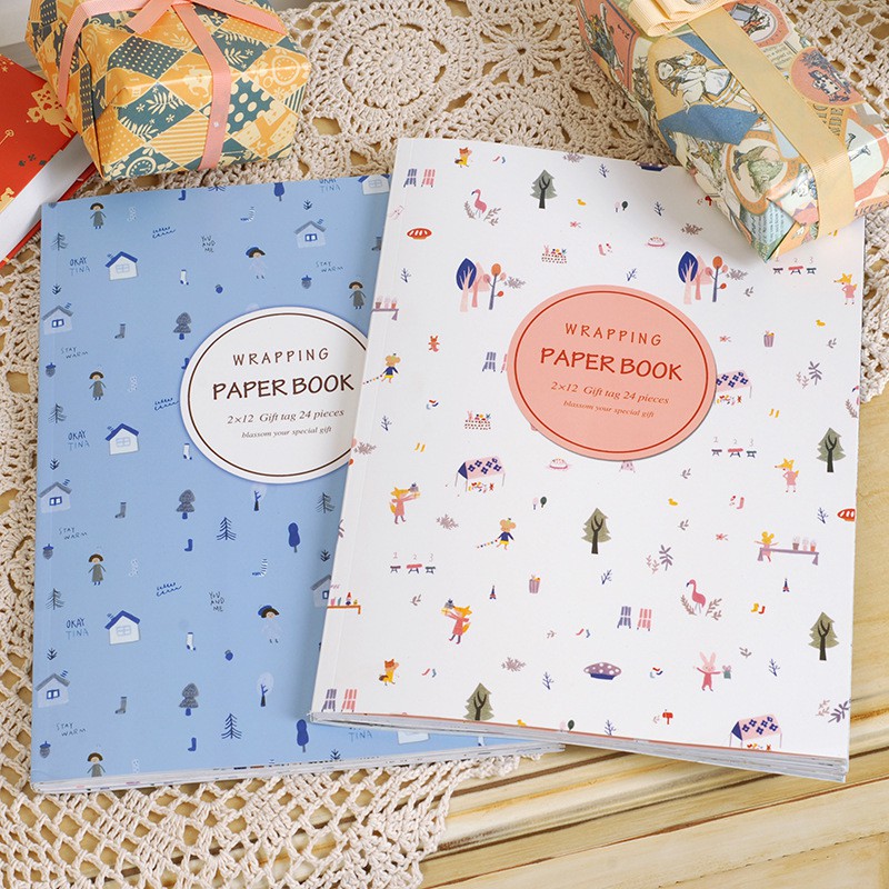 Tập Giấy Gói Quà Họa Tiết Dễ Thương Wrapping Paper Book 17-24A/ 17-24B